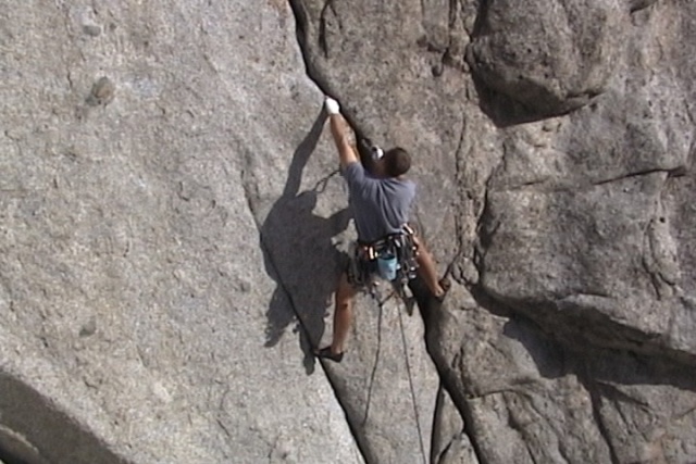 Fallen Arches 2:  There aren't any super hard moves on the route, but placing gear certainly adds to the pump.