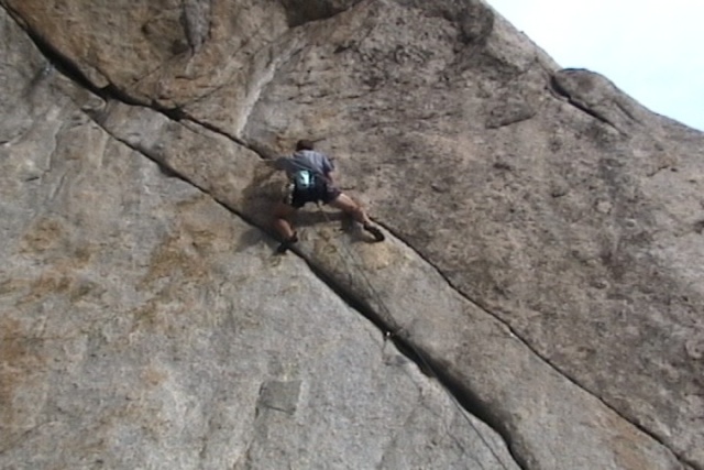 Fallen Arches 6:  Just after the crux, the crack wides to decent hand jams.