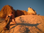 Rob heading up the last pitch to the base of the Thumb...the big spike of rock sticking up there...no "Photoshop-ing" was done on this photo.