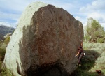 Brent Hadley gives this nice looking boulder a go.  We were unable to send this problem because we are big pussies.  It's not that hard.  