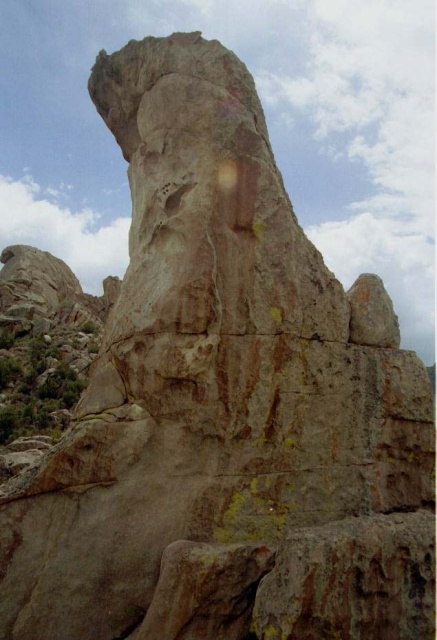 This is "The Saddlehorn" a granite tower on the North Side of Lone Rock.  As of the start of last weekend, it had no established routes to the summit, though it has been climbec, then downclimbed.