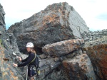 Traversing off the ridge.