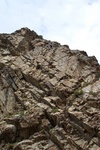 This face comes out of the creek around from Weinie Roast.  It is steeper than it looks 5.9 at the bottom of the photo, which includes only the top half of the route.