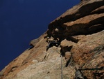Ari onsighted the sustained crux pitch.